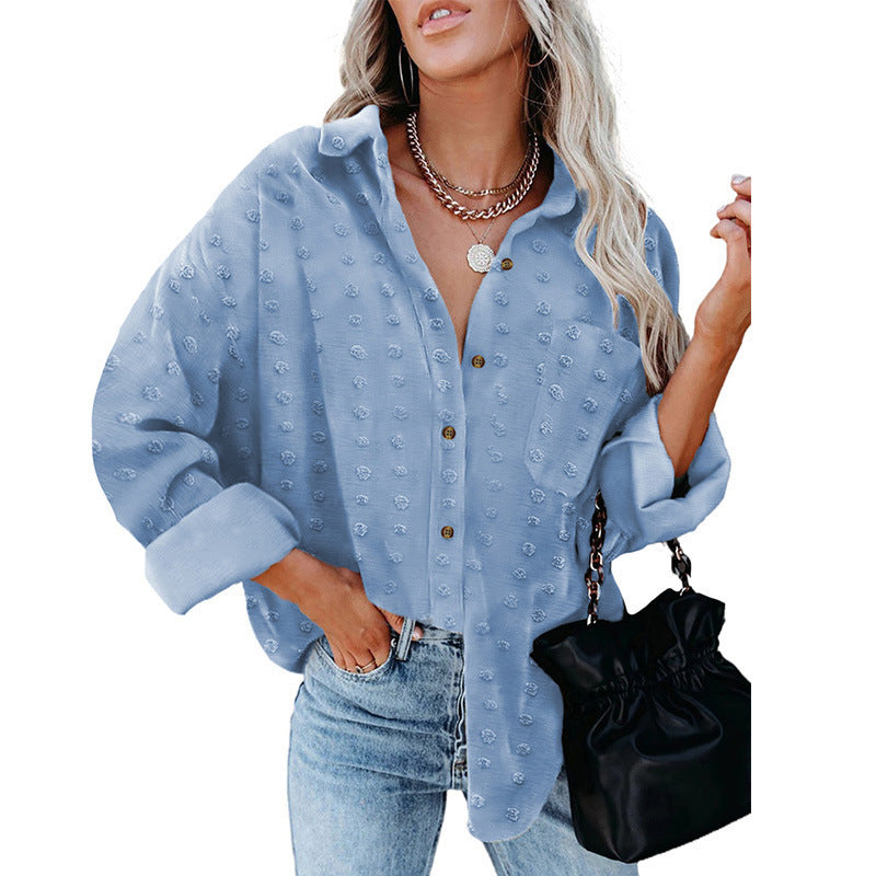 Damen Oversized Bluse mit strukturiertem Gewebe und elegantem Kragen WW