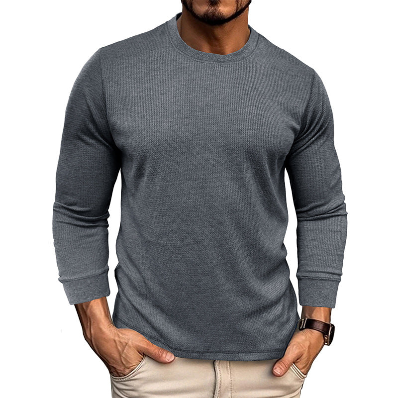 Herren Langarm-T-Shirt mit strukturiertem Design und bequemem Rundhalsausschnitt WW
