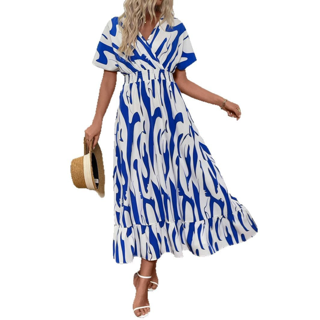 Damen Maxi-Kleid mit fließendem Schnitt und modischem Wickeldesign WW