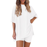 Damen Bequeme Oversized T-Shirt mit Seitenschlitzen WW
