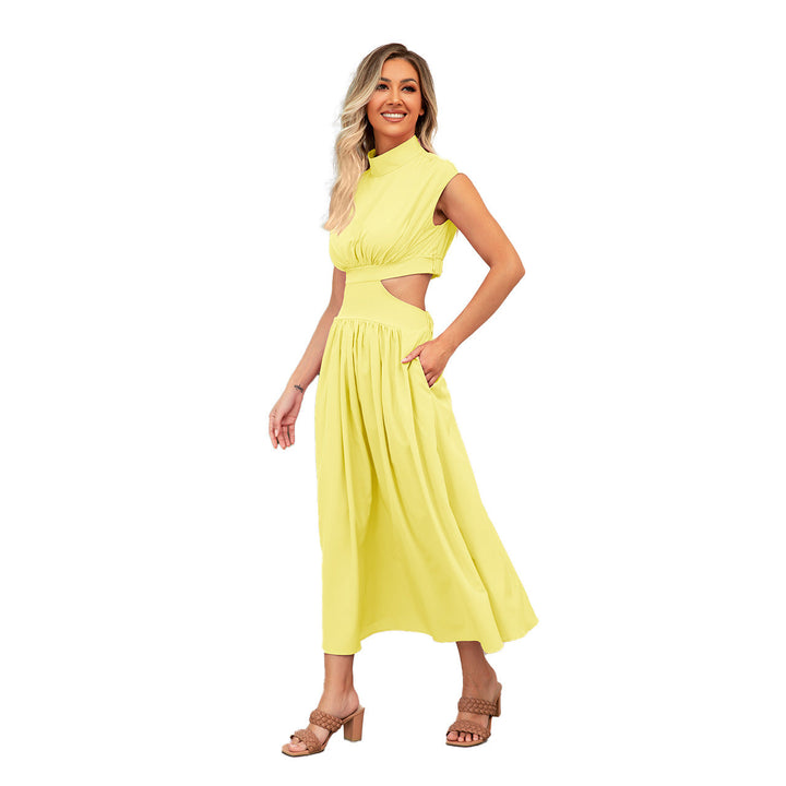 Damen Cut-Out Sommerkleid mit hohem Kragen W&W Mode