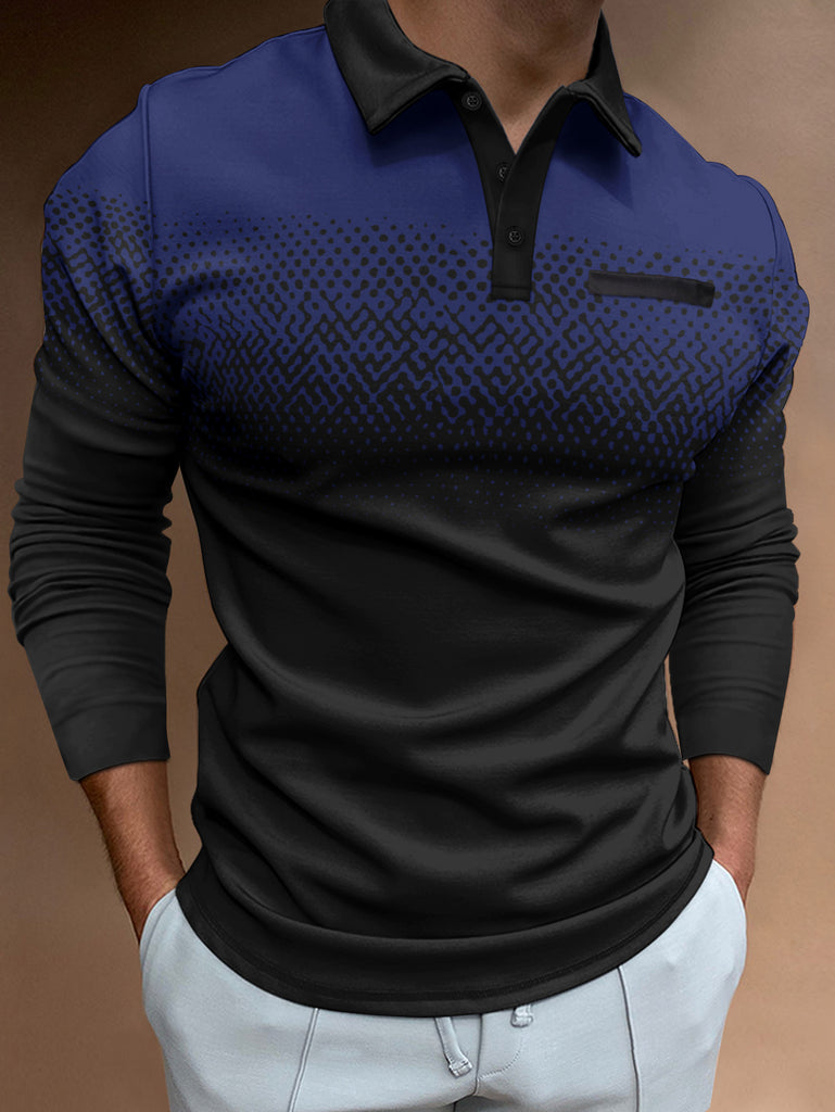 Herren Langarm Poloshirt mit modernem Grafikdesign und elastischen Eigenschaften WW