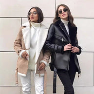 Damen Lederjacke mit kuscheligem Innenfutter WW