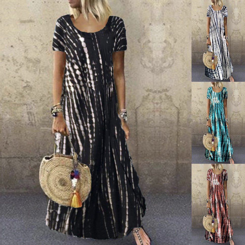 WW | Kurzarm Gemustertes Maxikleid