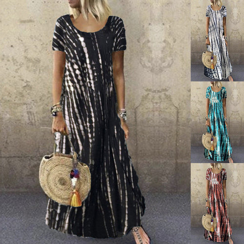 WW | Kurzarm Gemustertes Maxikleid