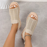 Damen Smart Casual Plateau Sandalen mit atmungsaktivem Obermaterial und rutschfester Sohle WW