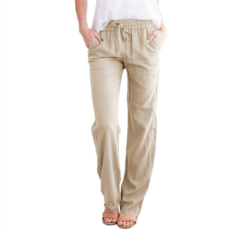 Damen bequeme Sommerhose mit elastischem Bund und praktischen Seitentaschen WW