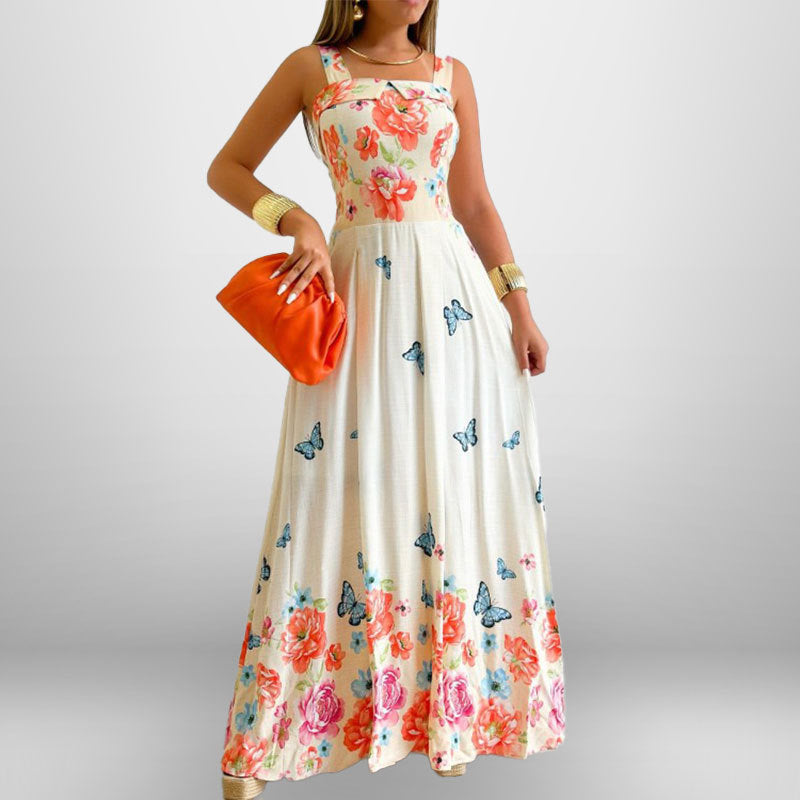 Damen Maxikleid mit floralem Design und verstellbaren Trägern W&W Mode