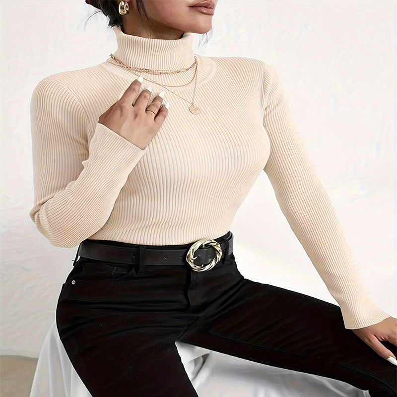 Damen Rollkragenpullover mit feiner Rippstruktur WW