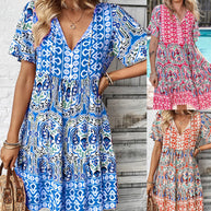 Damen Baumwollkleid mit boho-inspiriertem Muster WW