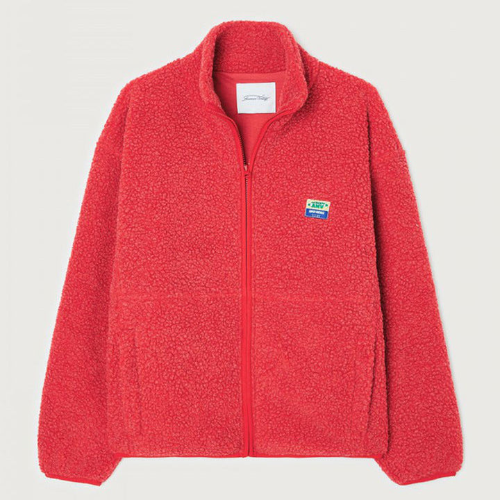 Damen Flauschige Fleecejacke mit hohen Kragen und seitlichen Taschen W&W Mode