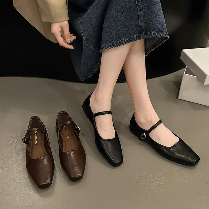 Damen-Mary-Jane-Ballerinas mit Riemchen und gepolsterter Innensohle