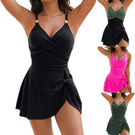 Damen Badekleid mit elegantem Wickeldesign und figurschmeichelnder Drapierung WW