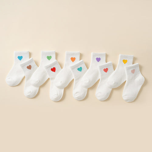 Damen Socken mit bunten Herzmotiven WW