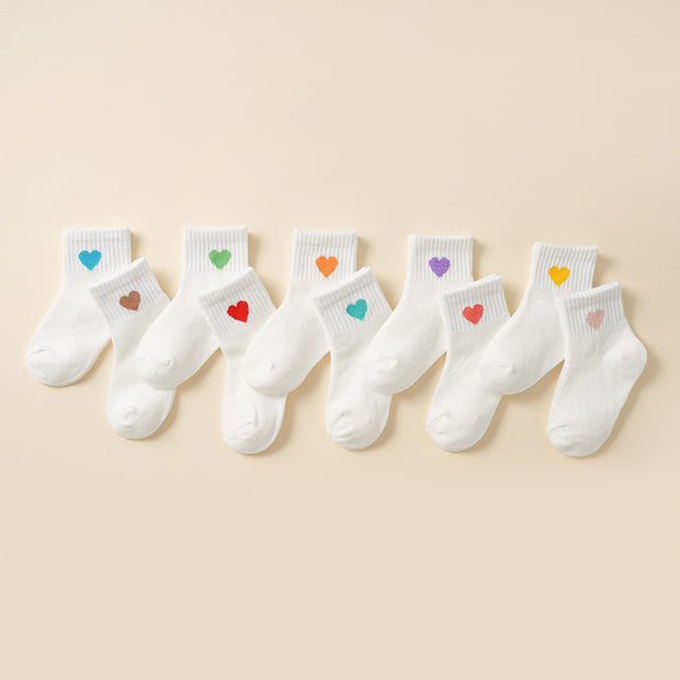 Damen Socken mit bunten Herzmotiven WW