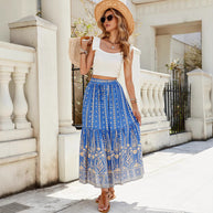 Damen weite Boho-Rock mit verzierten Volants WW