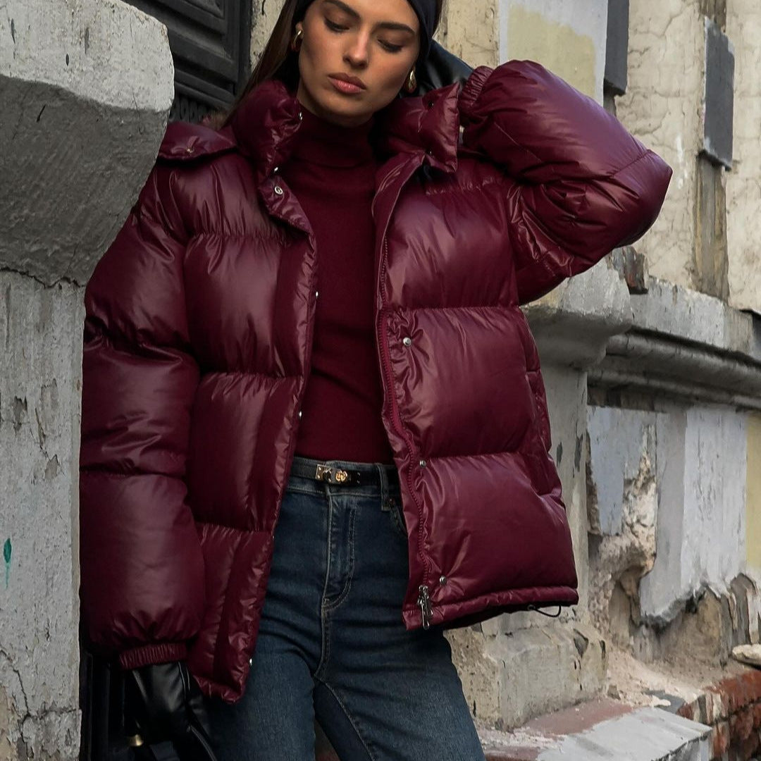 Damen Steppjacke mit voluminösem Schnitt und hohem Kragen WW