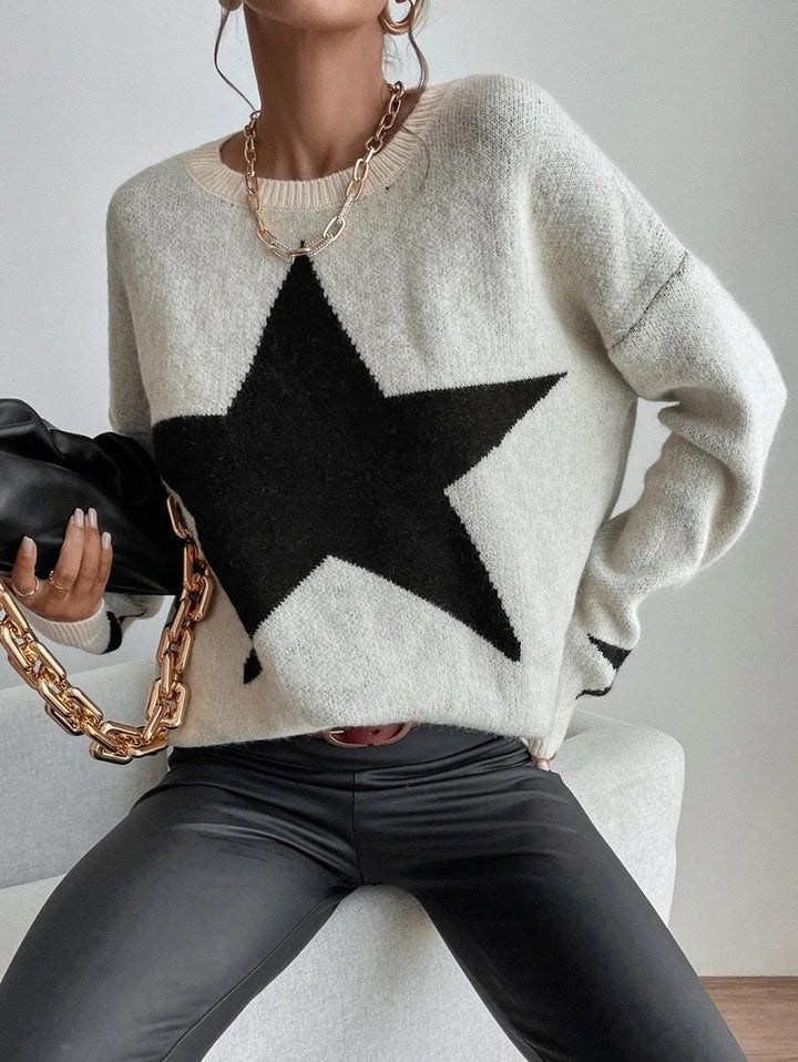 W&W Mode Big Stars Pullover Rundhals Sweatshirt