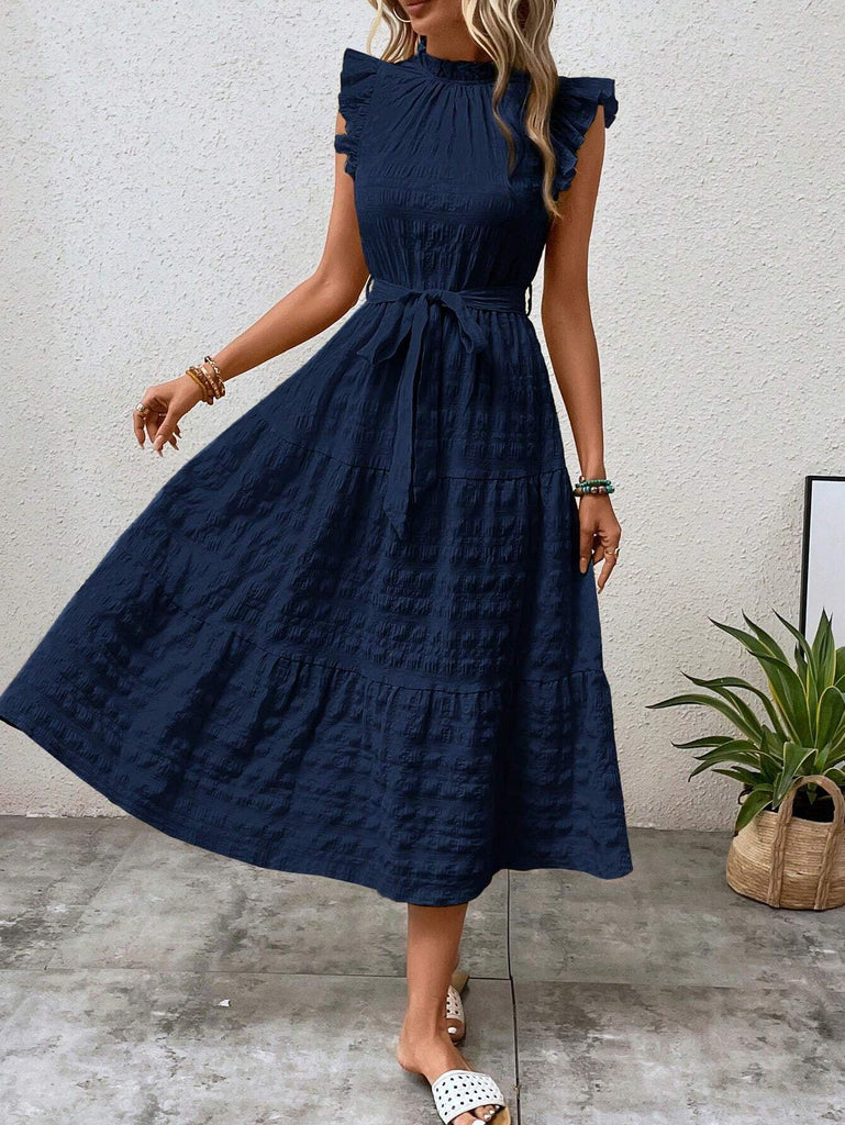Damen Wickelkleid mit Rüschendetails und erzählt Kleidersaum WW