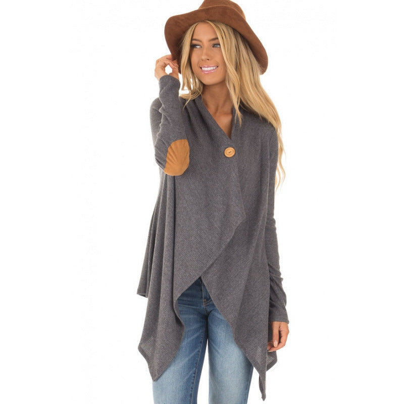 Damen Wickeljacke mit asymmetrischem Schnitt und Lederakzenten WW