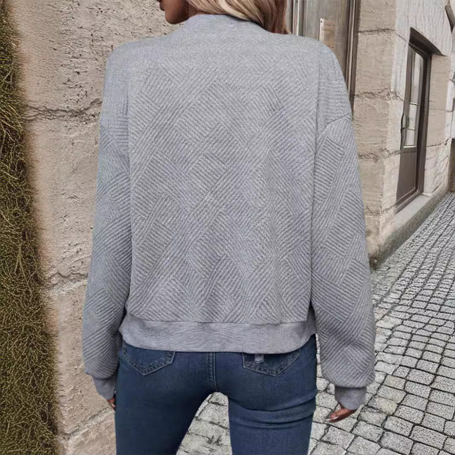 Damen sportliche Bomberjacke mit strukturiertem Design und hohen Bündchen WW