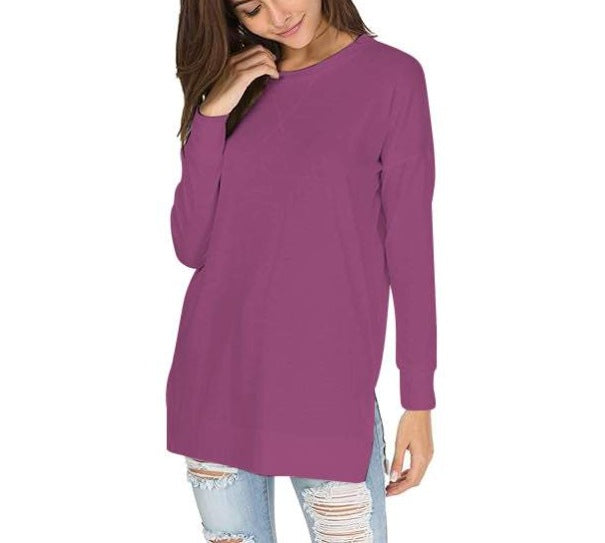 W&W Mode | Einfarbiges Rundhals-Casual-Top