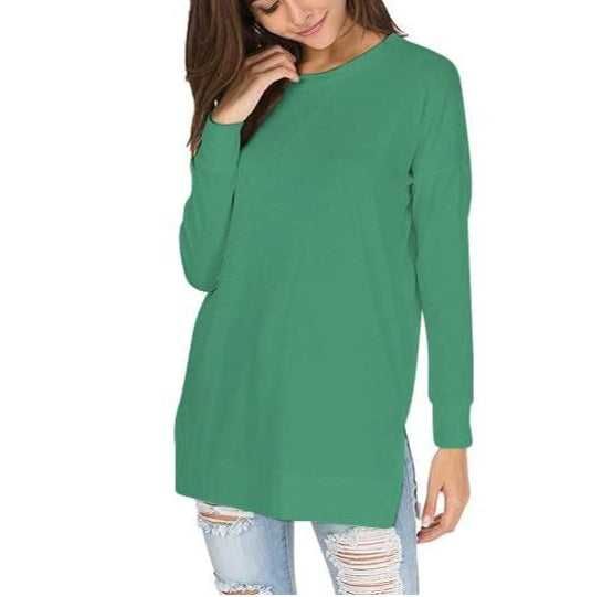 W&W Mode | Einfarbiges Rundhals-Casual-Top