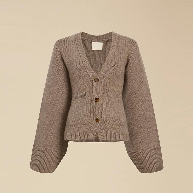 Damen Strickjacke mit tiefem V-Ausschnitt und praktischen Taschen WW