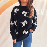 Damen Pullover mit verspieltem Schleifenmotiv und lässigem Schnitt WW