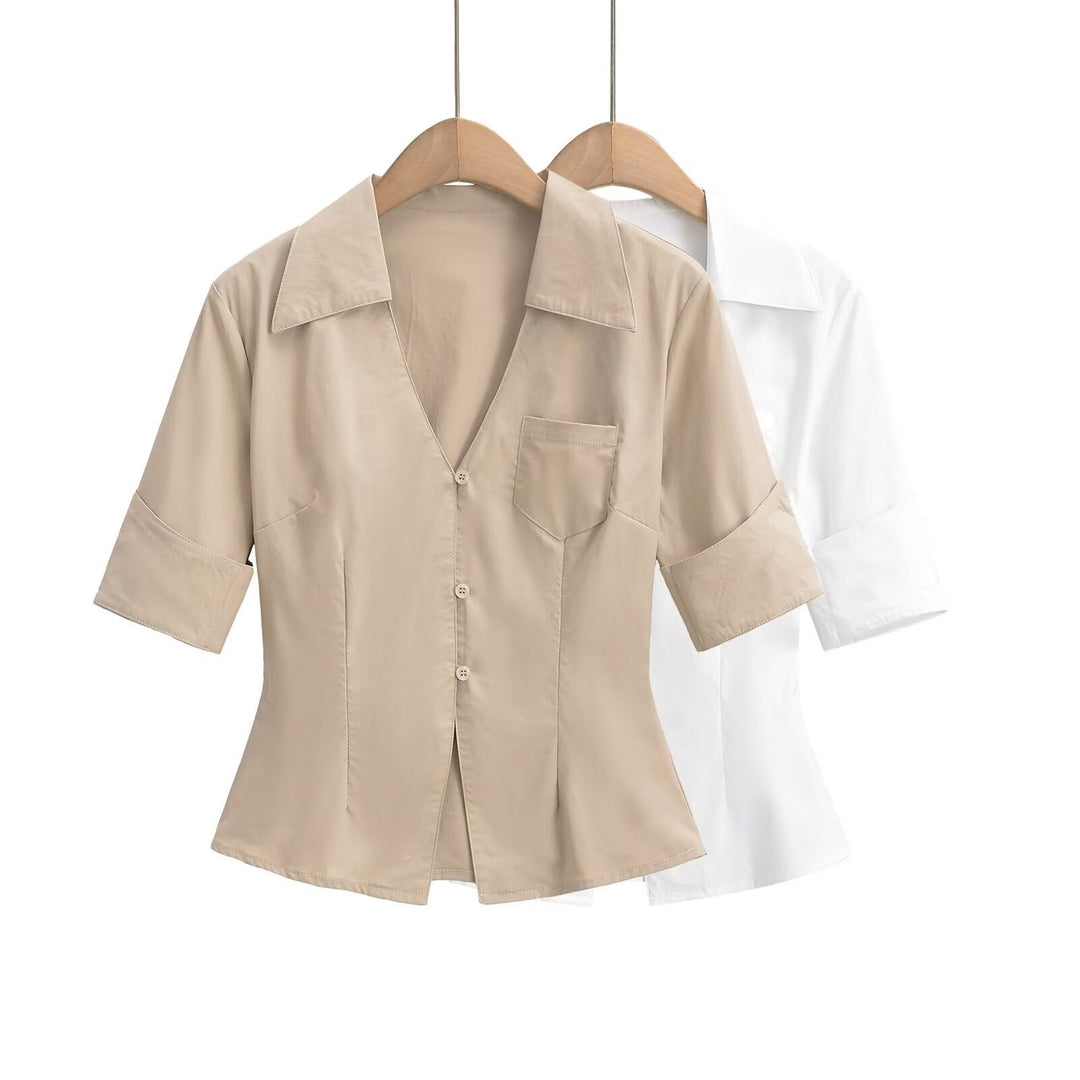 Damen Bluse mit klassischem Revers und zeitlosem Schnitt W&W Mode
