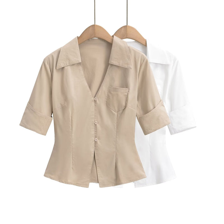 Damen Bluse mit klassischem Revers und zeitlosem Schnitt W&W Mode