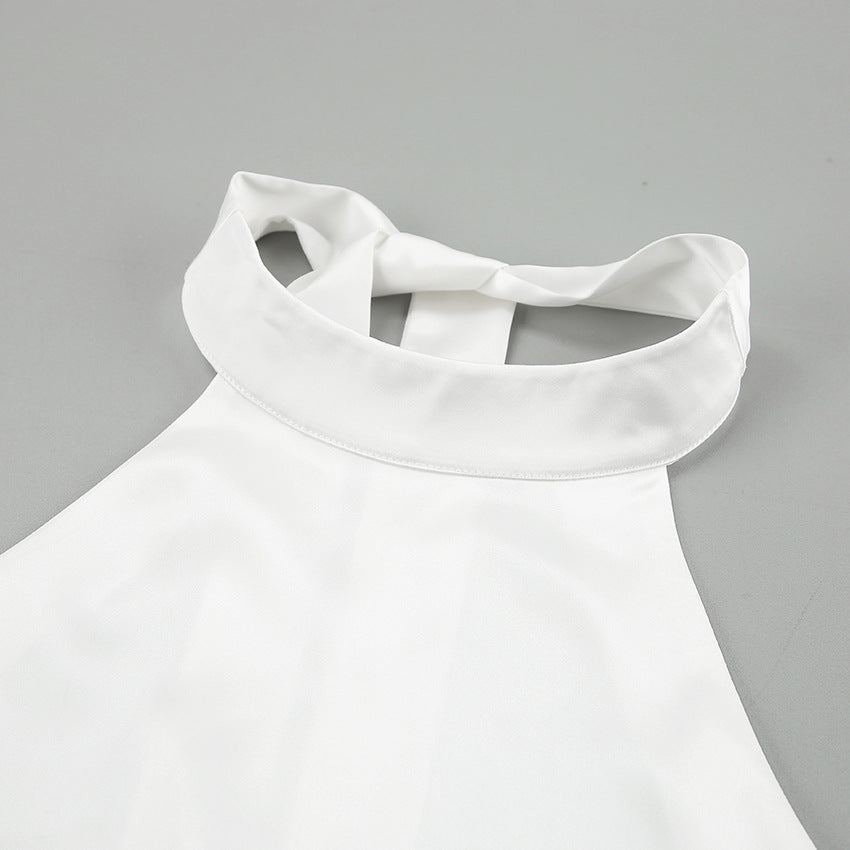 Damen Set aus Haltertop und langem Satinrock mit schwingendem Saum WW