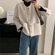 Damen Softe Jacke mit dekorativen Knöpfen und großen Taschen WW