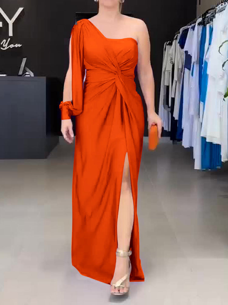 Damen Maxikleid mit asymmetrischem Design und seitlichem Schlitz WW