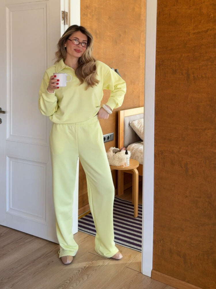 Damen Sportliches Loungewear-Set mit Polokragen WW