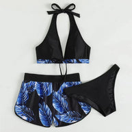 Damen Bikini-Set mit raffiniertem Wickeloberteil und bequemen Shorts WW