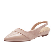 Damen Slingback-Flats mit spitz zulaufender Zehenpartie aus weichem Wildleder und glänzender Oberfläche WW