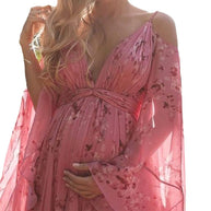 Damen Maxikleid mit schwingenden Ärmeln und floralem Muster WW