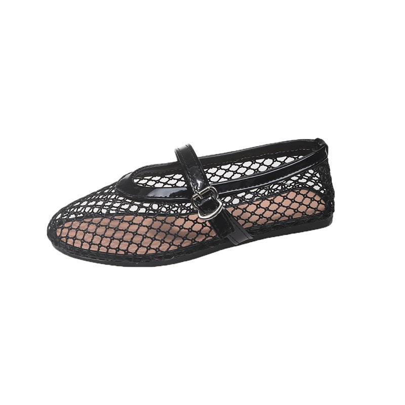 Damen Ballerinas aus Netzgewebe mit Riemen WW