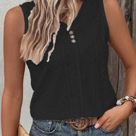 Damen Ärmelloses Top mit Knopfdetail und Lochmuster WW