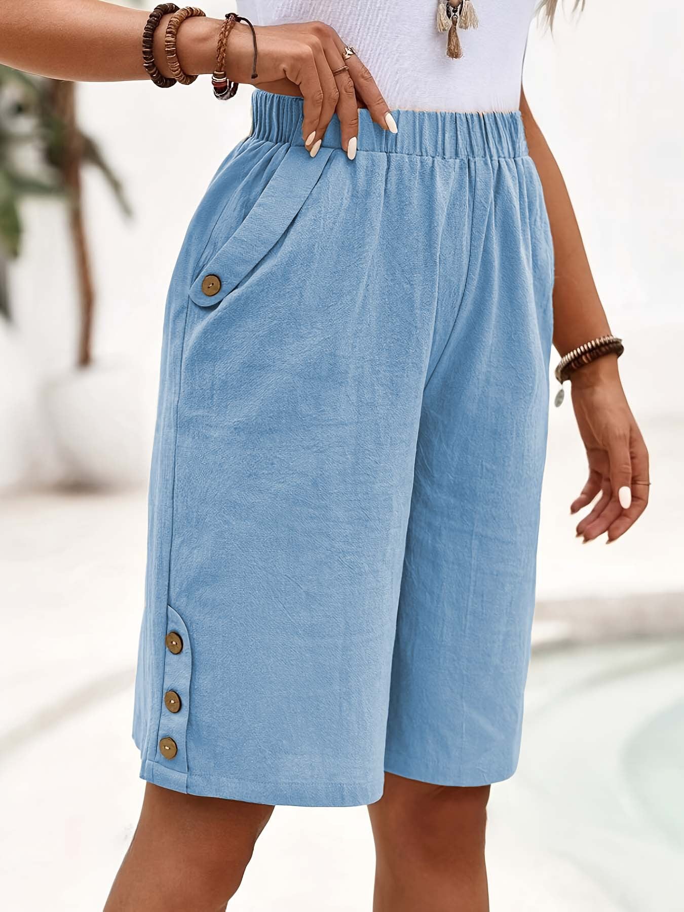 Damen Sommerliche Leinen Shorts WW