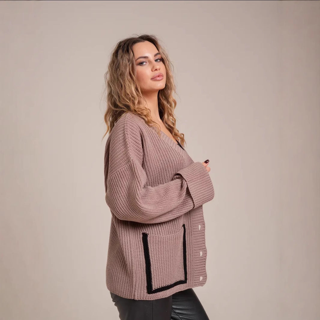 Damen Strickjacke mit großen Taschen WW