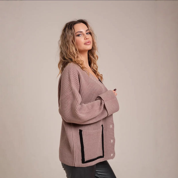 Damen Strickjacke mit großen Taschen WW