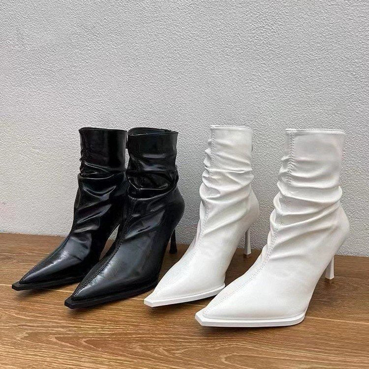 Damen elegante Stiefeletten mit spitzem Zehenbereich und lässigem Schlupfdesign W&W