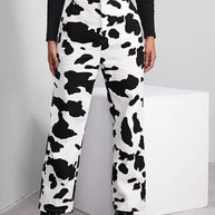 WW | Damen Kuhflecken Gerade Geschnittene Hose