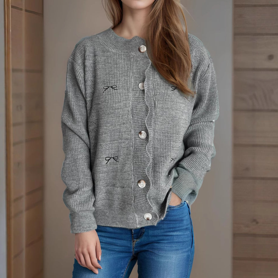 Damen Strickjacke mit verspieltem Knopf-Detail und schöner Struktur WW