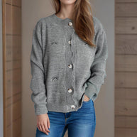 Damen Strickjacke mit verspieltem Knopf-Detail und schöner Struktur WW