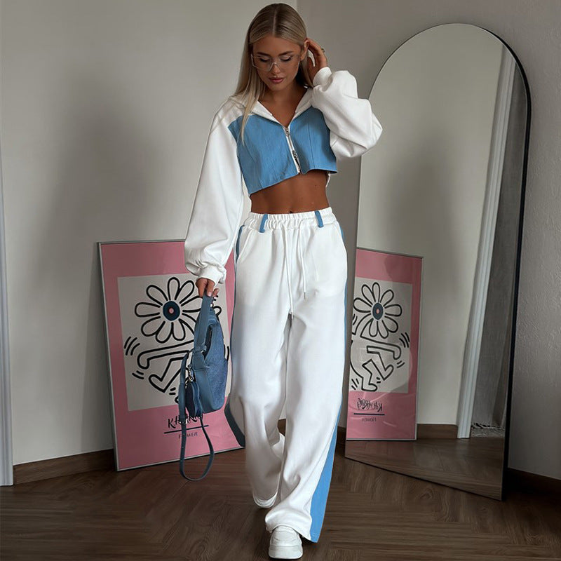 Damen Sportliches Cropped-Set mit farblich abgestimmten Akzenten WW