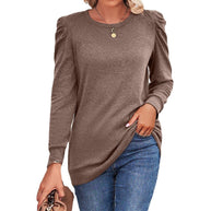 Damen lässiges Sweatshirt mit Puffärmeln und asymmetrischem Saum WW