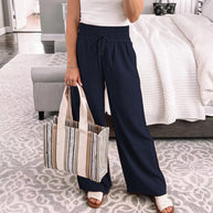 Damen Bequeme und lässige Palazzo-Hose mit Kordelzug WW